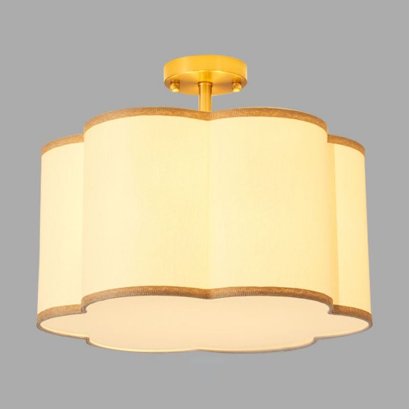 American Style Ceiling Light Geometry Shape Ceiling Lamp with Fabric Shade for Living Room