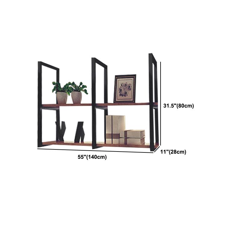 Industrial Style Wood Floating Bookshelf Wall Mounted Bookcase