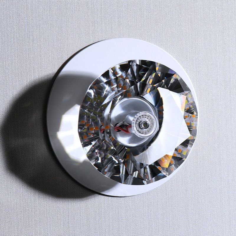 Moderne, schlichte Kristall-Deckenleuchte, rautenförmige Mini-Unterputzleuchte mit Metallbaldachin für Flur, Gang