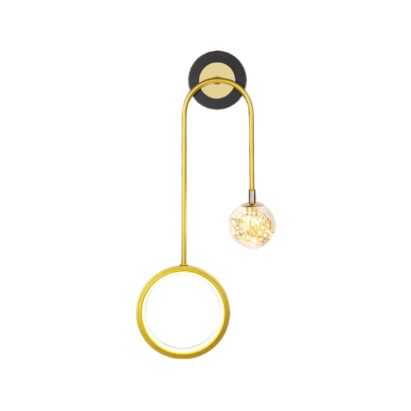 2-Light Round Wall Lighting Ideas Modern Style Metal Wall Mount Lamp