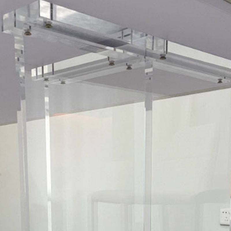 Rectangle Transparent Base Dining Table Modern Stone Double Pedestal Table