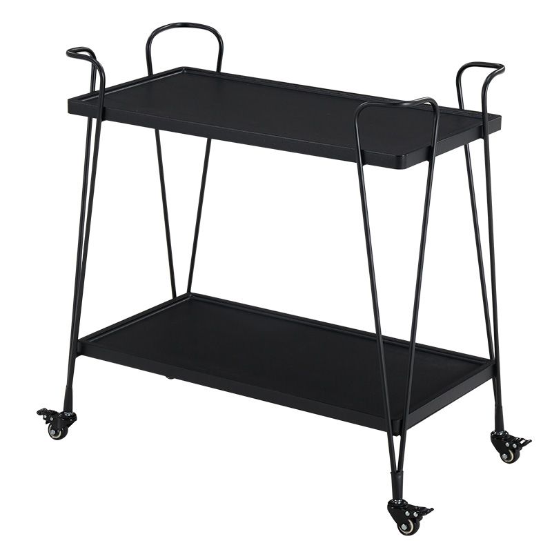 Modern Metal Prep Table Open Storage Rolling Prep Table for Dining Room