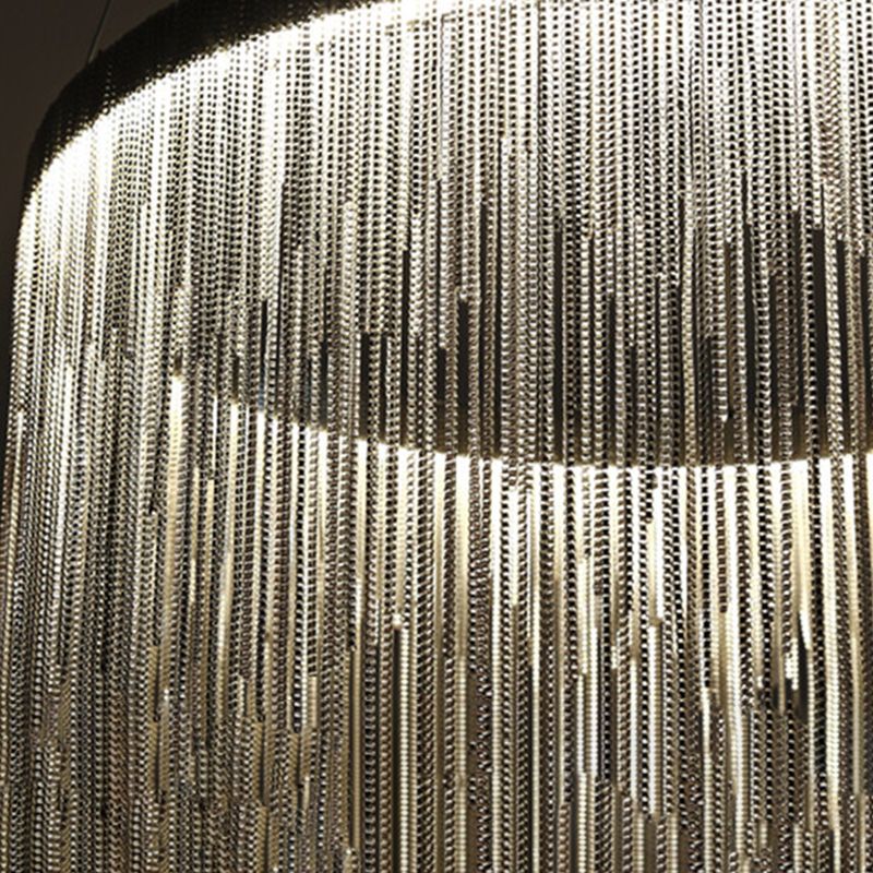 Sombra de cadena de metal Costeo de lámpara contemporánea Luz para sala de estar de comedor