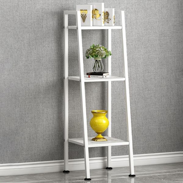 Modern Style Ladder Bookshelf Open Back Metal Bookcase for Home