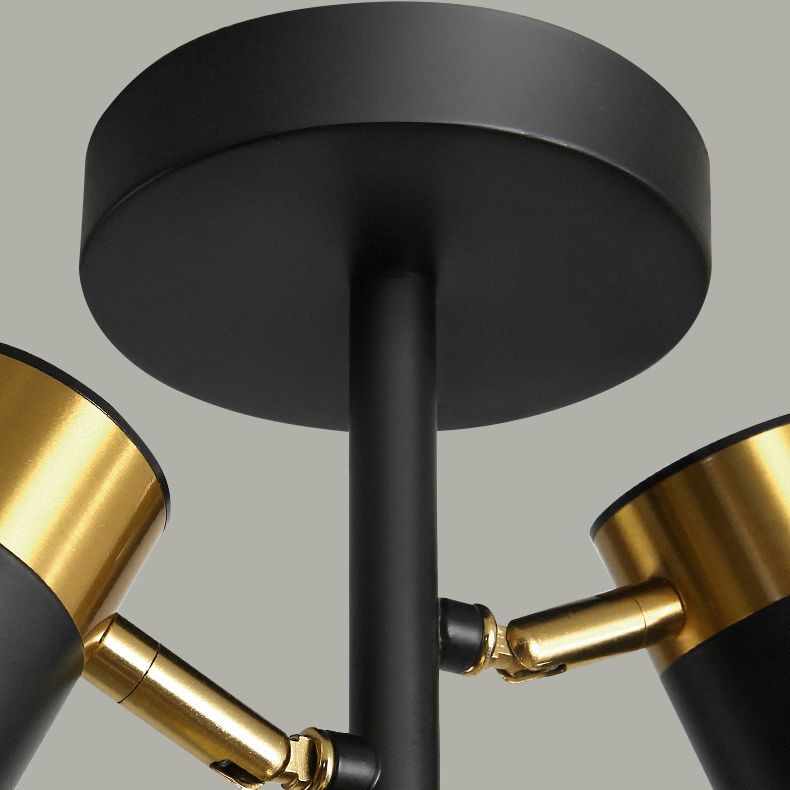 Modern Style Shaded Ceiling Lamp Metallic Hallway Semi Flush Mount Light in Black-Gold