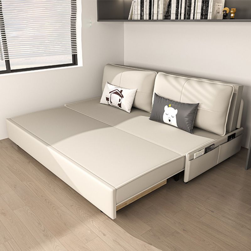 Bonded Leather Scandinavian Sofa Bed Armless White Convertible Sofas