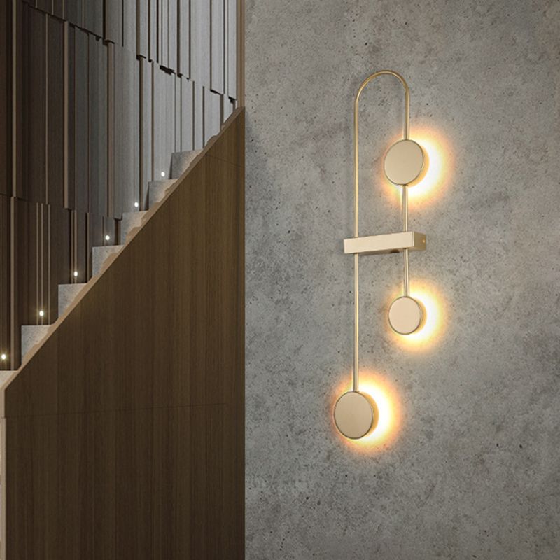 Minimalisme en application arquée noire / or 3 têtes Mur en métal LEDMINE MOURD MOURD, CHAUD / BLANC LEIL / BLANC