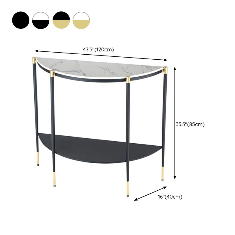 Contemporary Console Accent Table Antique Finish Half Moon Sofa Console Table