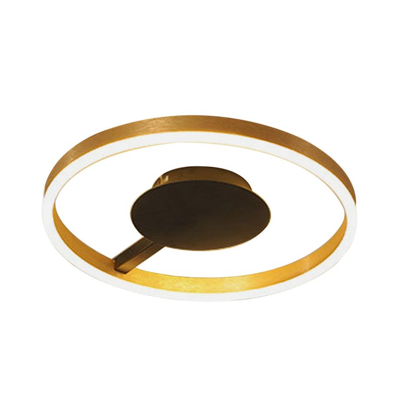 Circular Bedroom Flush Mount Acrylic LED Minimalist Flushmount Lighting in Gold, 16"/23.5" Dia
