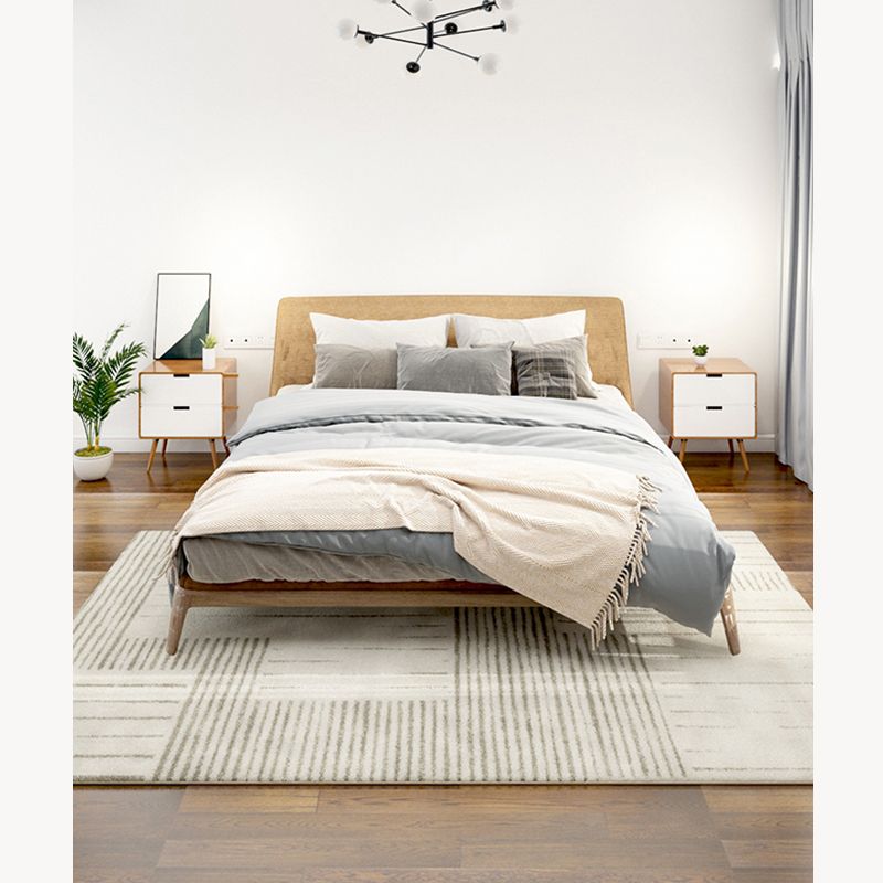 Modern Stripe Pattern Rug Grey Polyester Arae Carpet Non-Slip Area Rug for Bedroom