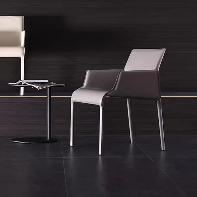 Dining Room Parsons Chair Indoor Faux Leather Upholstered Arm Chair