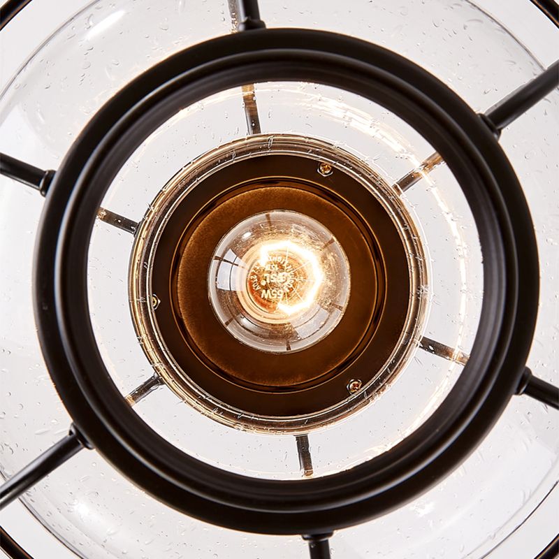 1-Light Porch Ceiling Lamp Vintage Flush Mount Light Fixture with Glass Shade