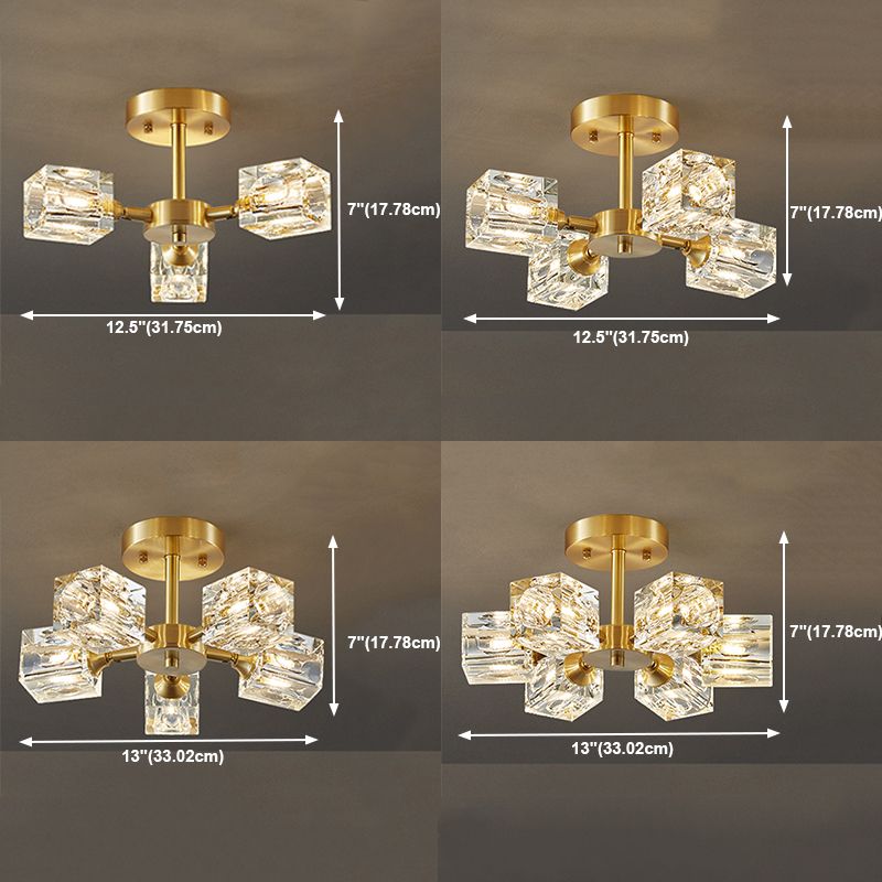 Crystal Geometrische Flush Plafond Licht Modern Multi-Lights Flush Mount Verlichting in Brass