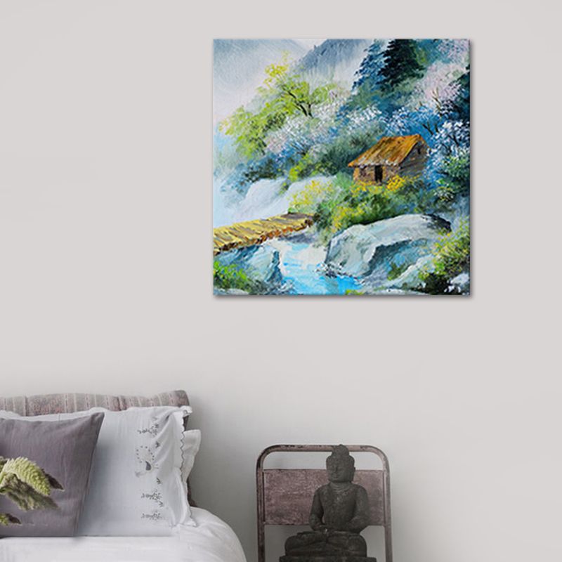 Rural Scenery Oil Painting Canvas Print Pastel Color Sitting Room Wall Art