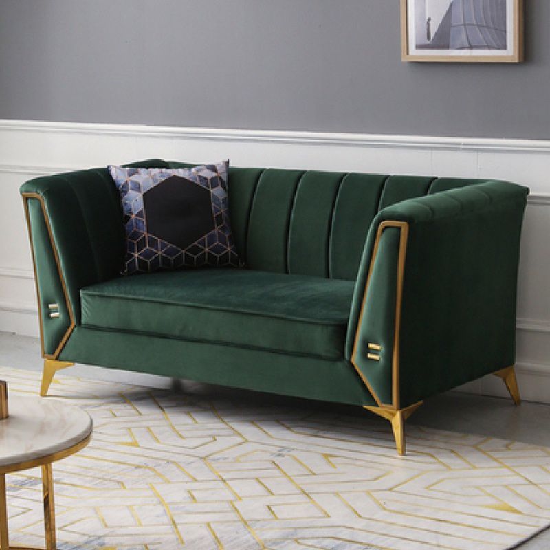 Contemporary Sewn Pillow Back Sofa with Tuxedo Arm for Apartment