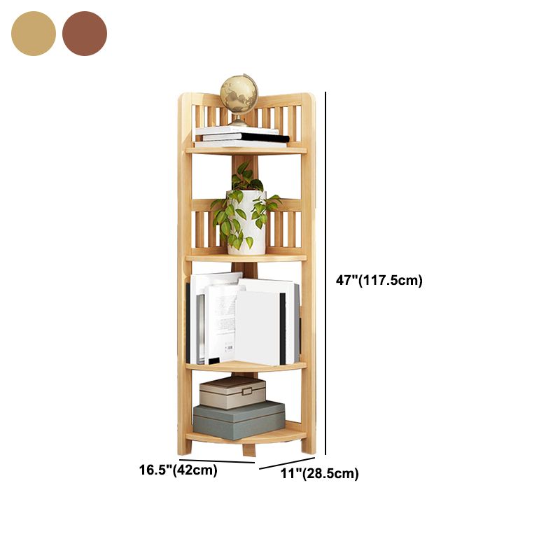 Modern Style Corner Bookshelf Solid Wood Shelf Bookcase for Home