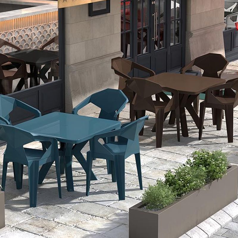 Modern Waterproof Square Courtyard Table Plastic Base Outdoor Table