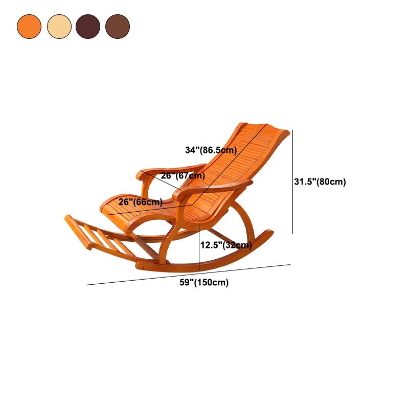 Traditional Rocker Chair Solid Sliding Footrest Wooden Rocker Chair in Living Room