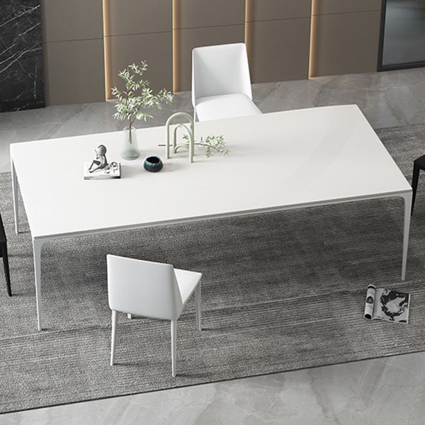 Modern White Sintered Stone Dining Table Rectangle Home Use Table with 4 Legs