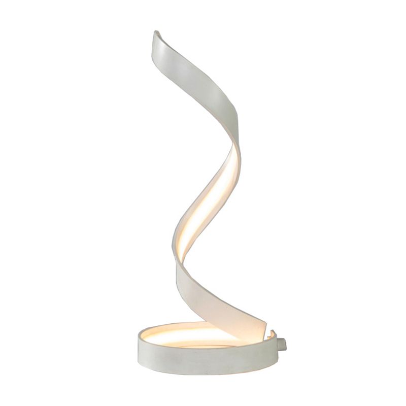 LED Living Room Desk Lamp Modernist White Task Lighting with Twisted Acrylic Shade
