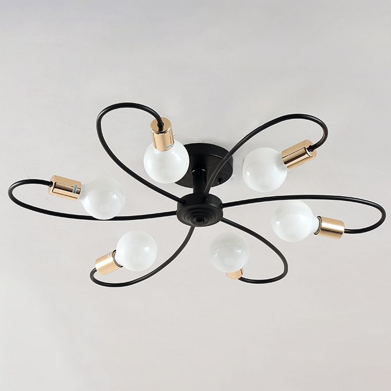 Spherical Opal Glass Flush Mount Ceiling Chandelier Modern Style Multi Lights Flush Mount Lamp