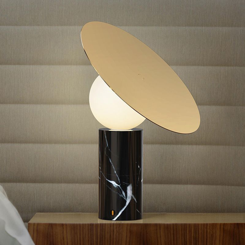 Table cylindrique Lumière Artistique Marble 1-Light Black Night-tands Éclairage pour le salon