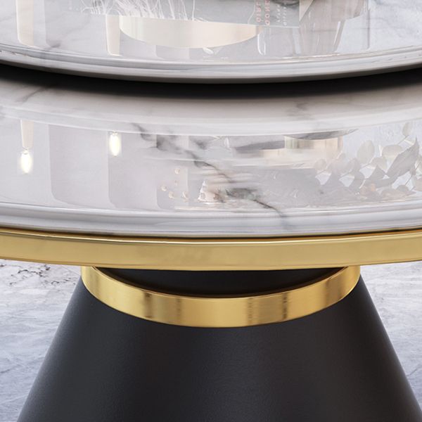 Metal Modern Style Round Dining Table Sintered Stone Table for Home Kitchen