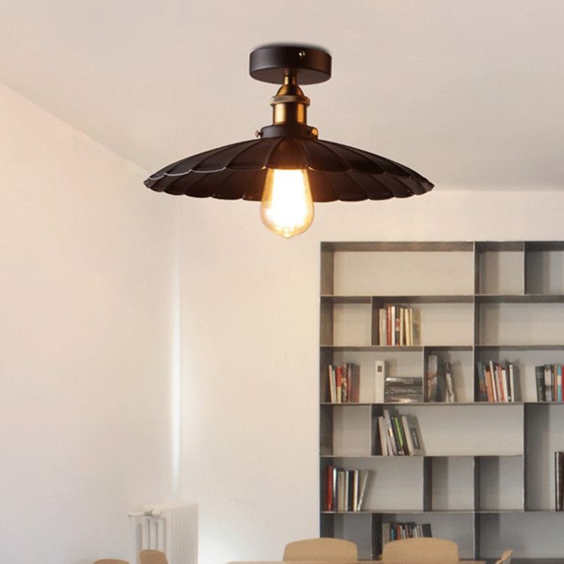 Luminaire semi-encastré évasé de style vintage en métal, éclairage semi-encastré en noir