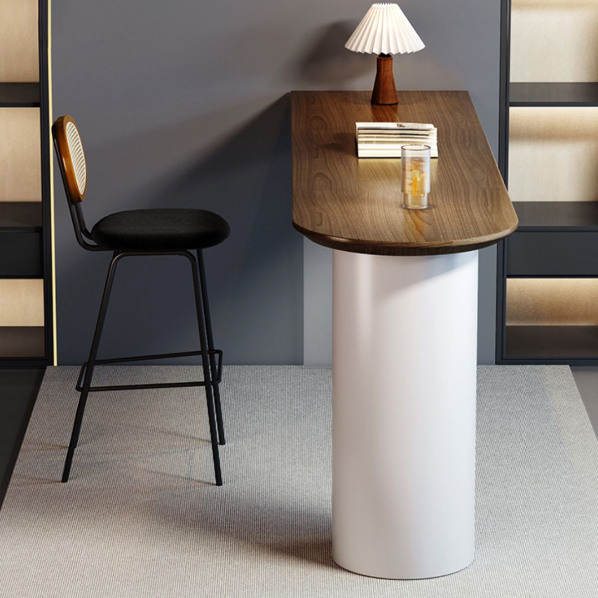 Industrial 1/2 Pieces Bar Table Set Rectangle Pine Wood Counter Table with High Stools