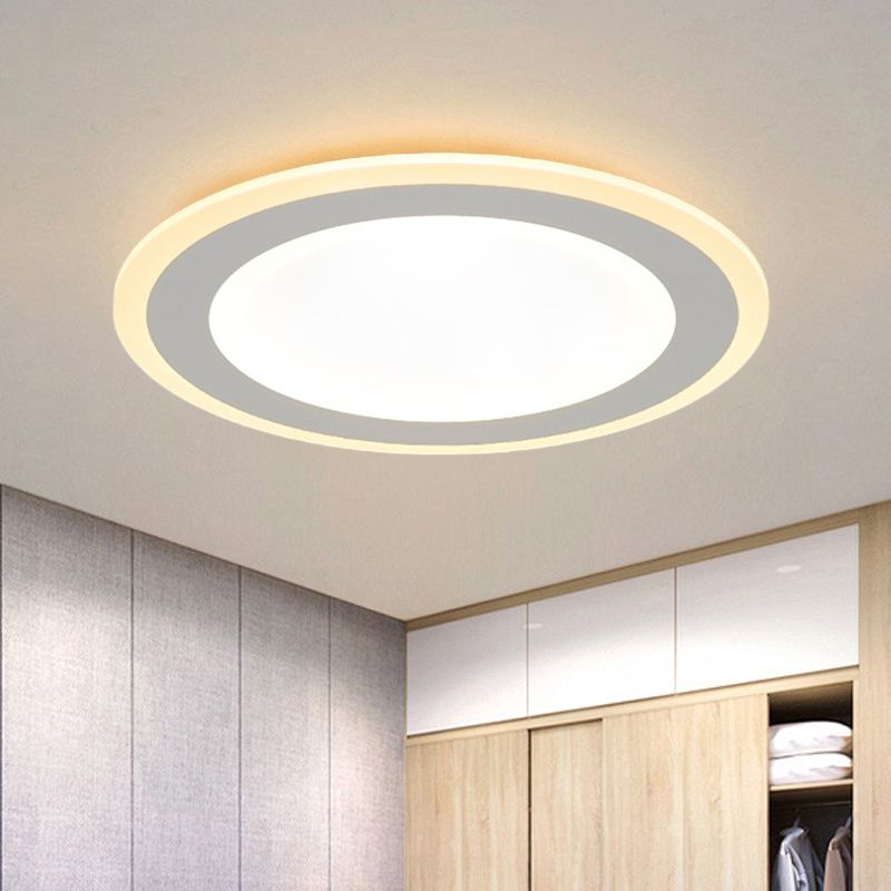 16"/20.5" Dia Minimalist Round Flush Mount Light Super Thin White Acrylic LED Ceiling Mount Lighting in Warm/White Light