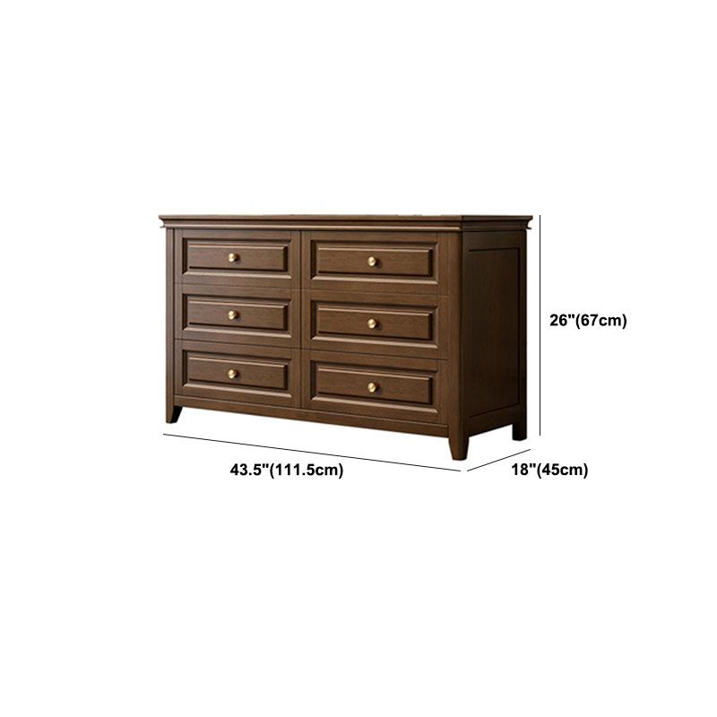 Glam Bedroom Storage Chest Wooden Chest in Brown with Drawers