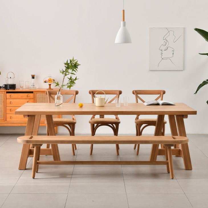 Modern 1/2/4/5 Pieces Dining Bench Set Rectangle Pine Wood Dining Table for Kitchen