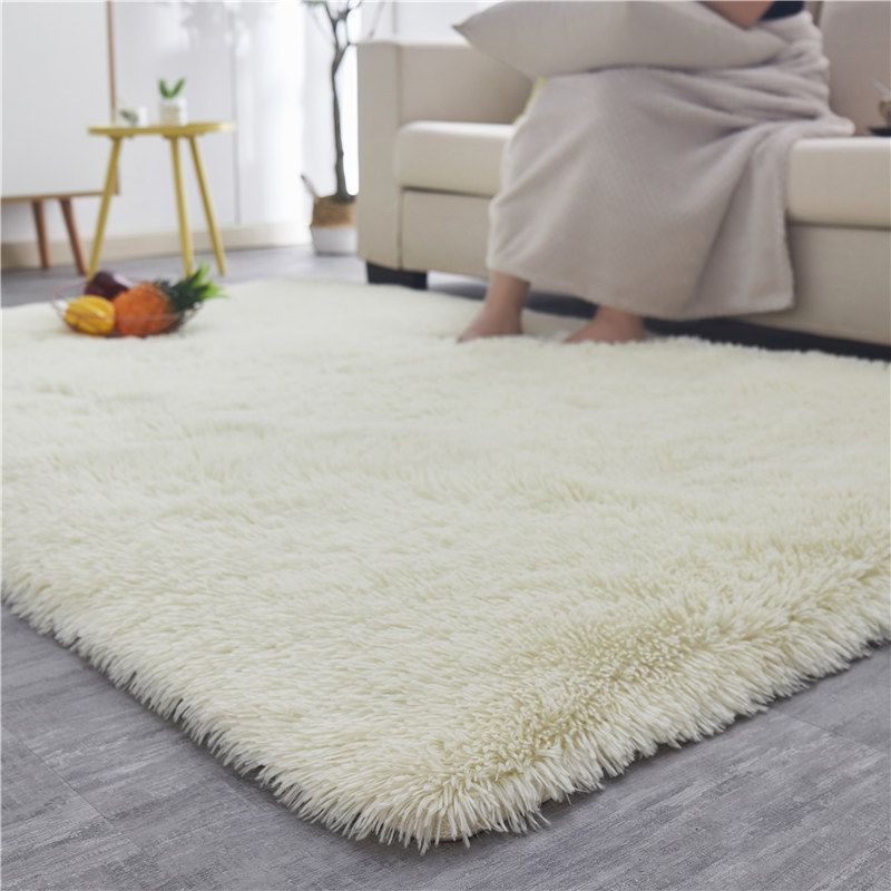 Modern Plain Carpet Minimalist Washable Rug Polyester Shag Rug with Non-Slip Backing