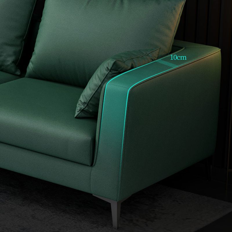 Green 4-seater Square Arm Sectional Pillow Back Stain-resistant Sectional