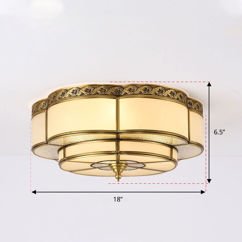 Plafonnier floral en laiton, luminaire Vintage en verre opale pour chambre à coucher, luminaire encastré