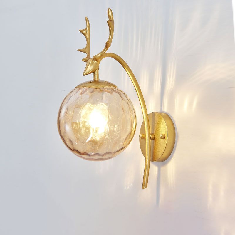 Luces creativas de luz de pared de estilo moderno con sombra de vidrio para dormitorio de hotel