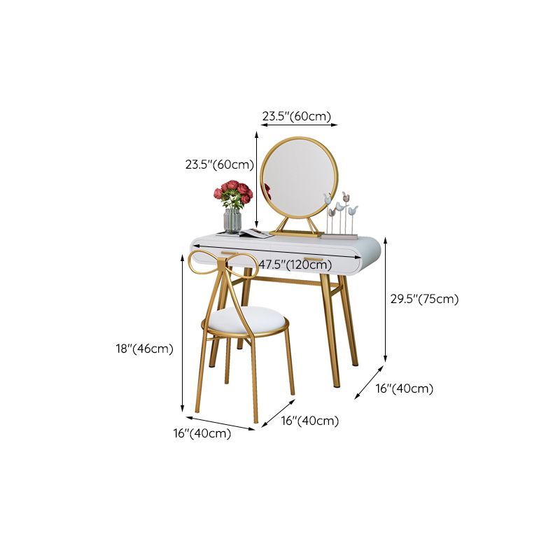 White Gold Makeup Counter with Drawer Glam Vanity Tables, 15.74" Wide