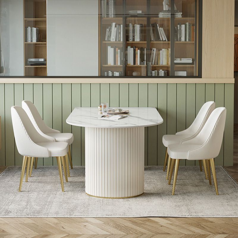 White Base Dining Table Modern Stone Dinette Table for Dining Room
