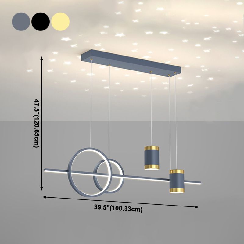 5 Light Cylinder Island Lighting Fixtures Contemporary Metal Chandelier Light