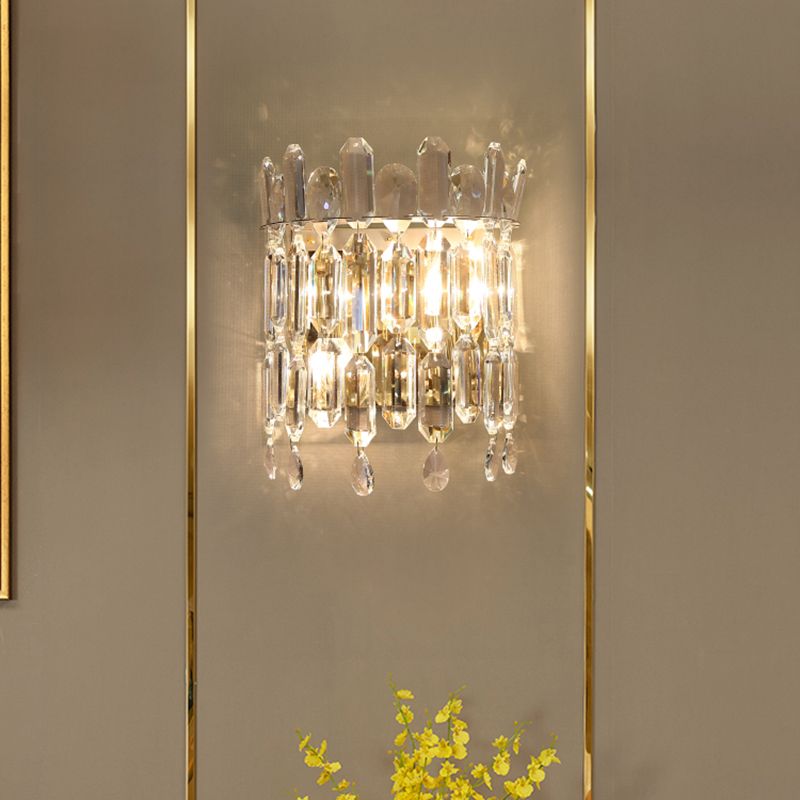 Lampada da parete in oro in cristallo nella moderna sconde da parete a 2 luci di metallo elettroplate artistico