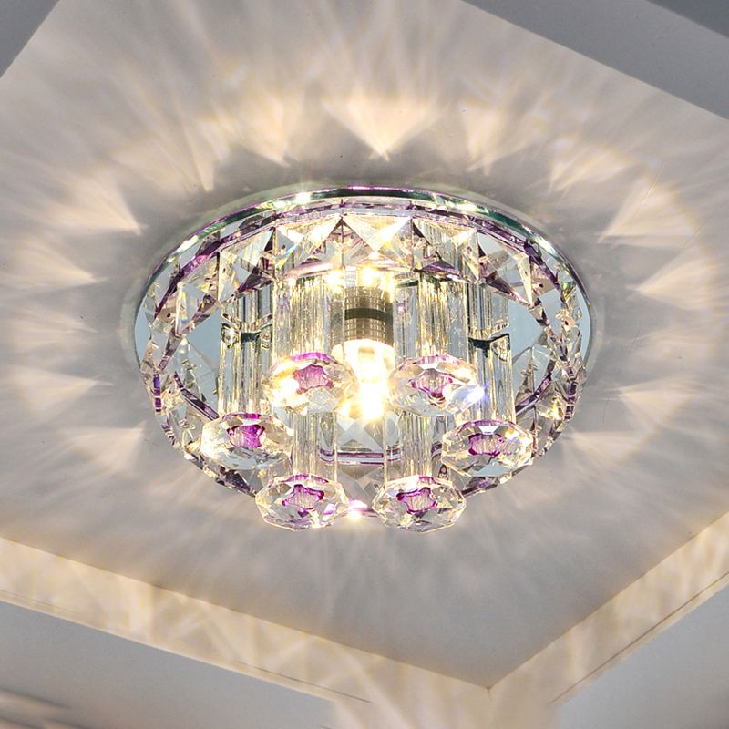 Prismatic Optical Crystal Round Flush Mount Minimalism Clear LED Flush Ceiling Light Fixture