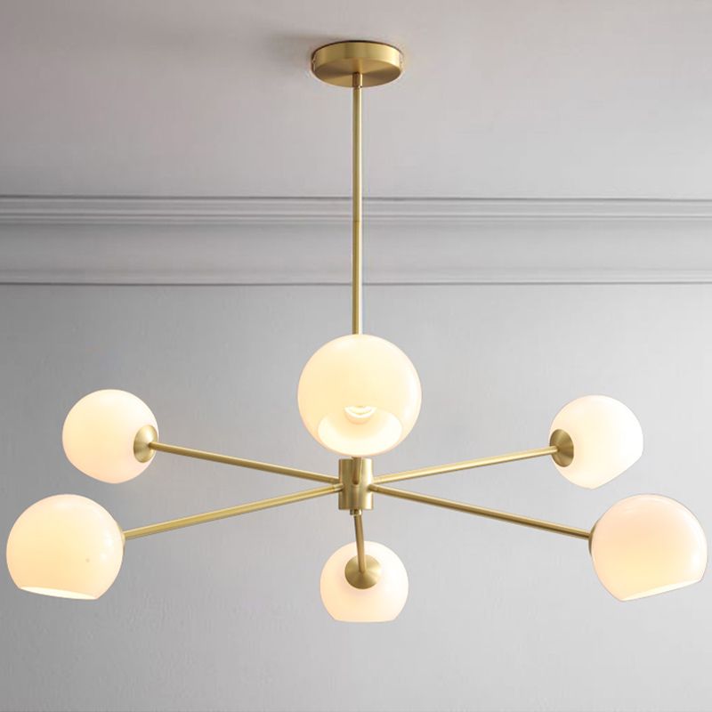 6 lichten goud kroonluchter licht moderne eenvoud witte glasbol schaduwverlichting armaturen