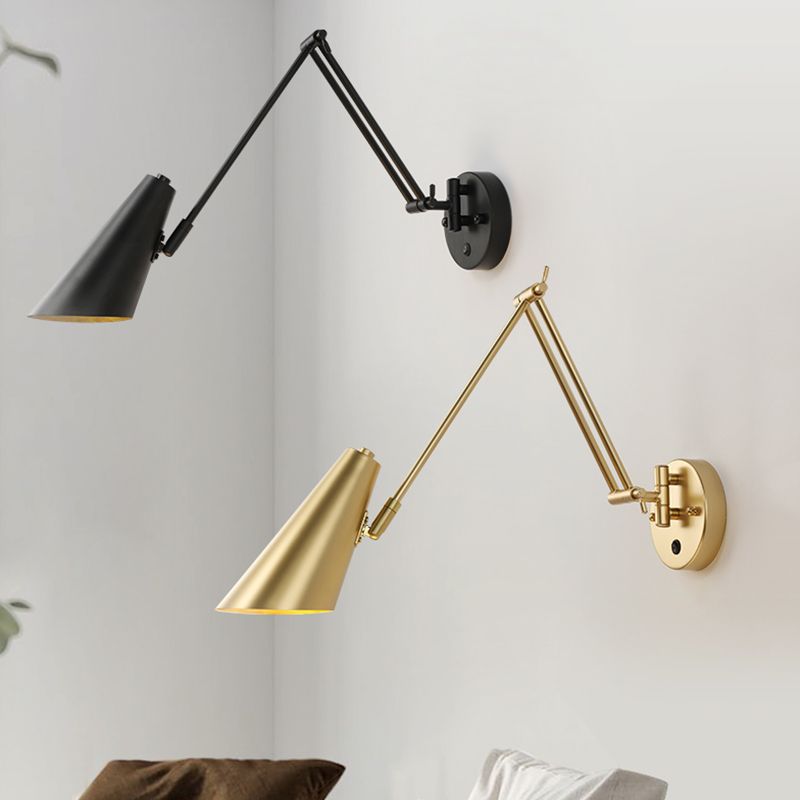 1-Light Wall Sconces Light Fixtures Modern Style Swing Arm Metallic Sconce Wall Lighting
