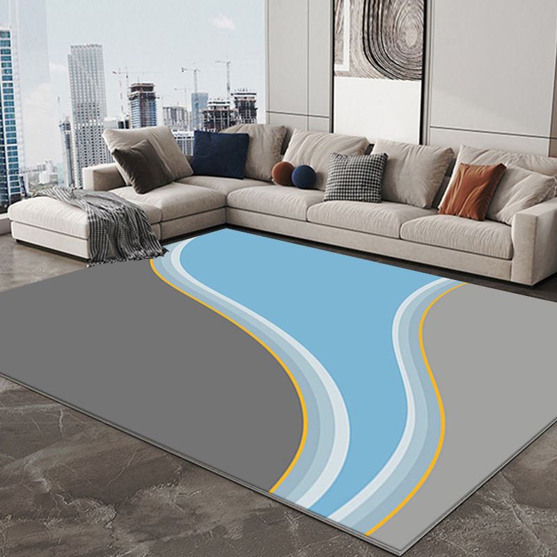 Abstract Print Living Room Non-Slip Backing Rectangle Modern Polyster Carpet