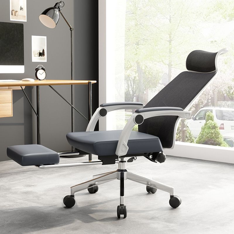 Modern Swivel Office Chair Padded Arms Mesh Back with Headrest Chair