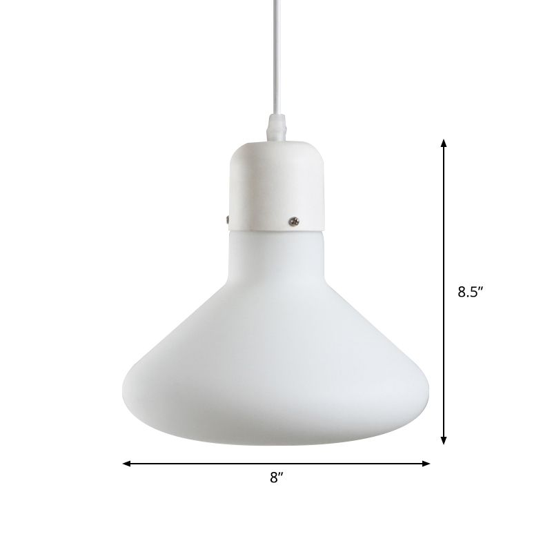 1 Light Light Pendant Light Simple White Suspension Light avec conception de verre Cone / Globe / Cylinder
