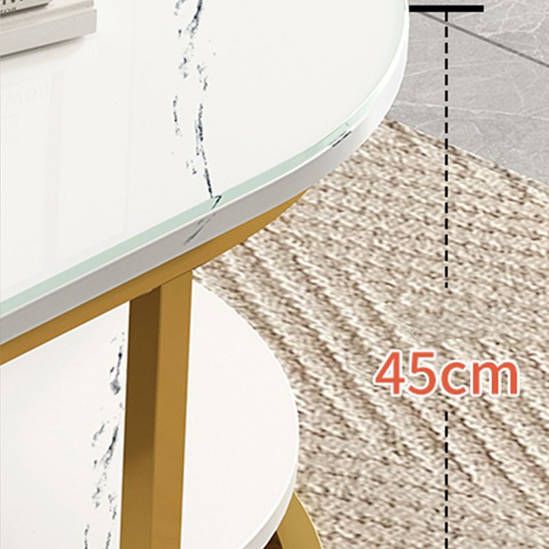 Glam Style Coffee Table Oval Slate Single Coffee Cocktail Table