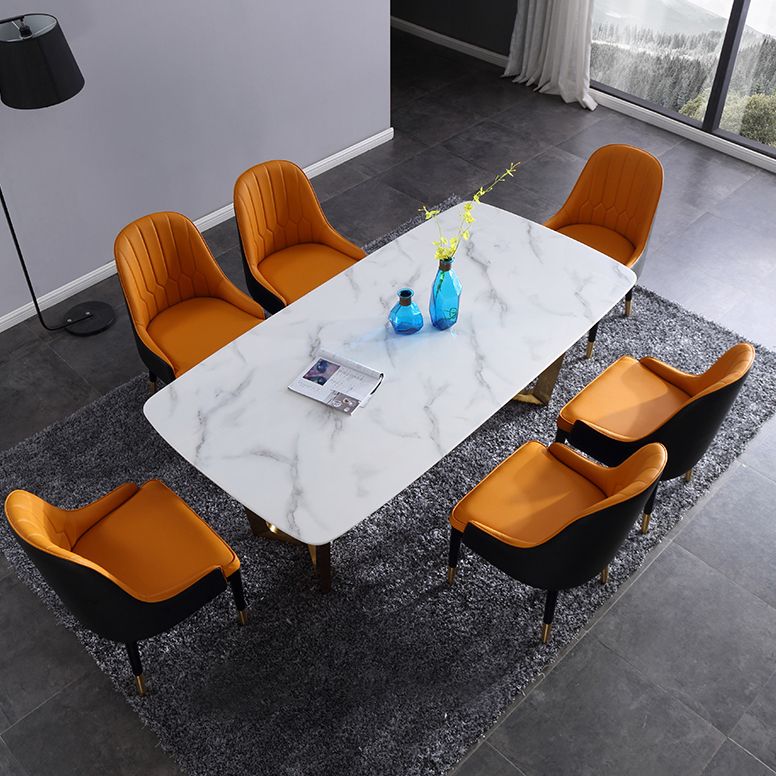 Faux Leather Armless Dining Chairs Glam Dining Side Chair for Home