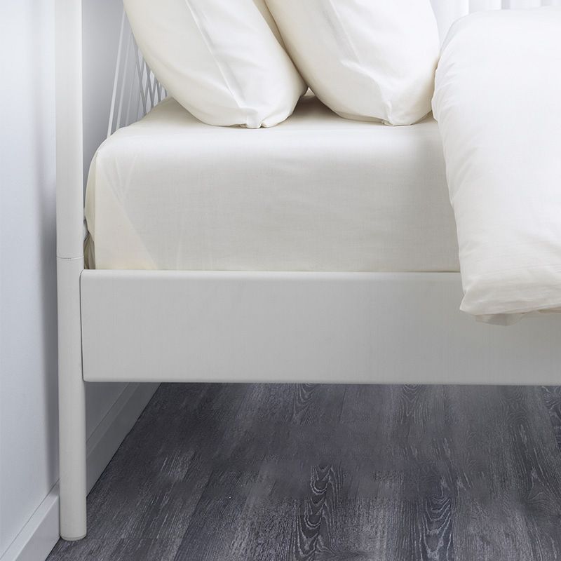 White Metal Panel Bed Glam Standard Bed with Open-Frame Headboard