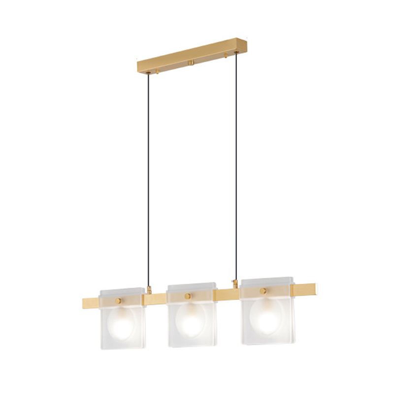Multiple-Light Rectangular Island Pendant Modern Glass Island Lighting